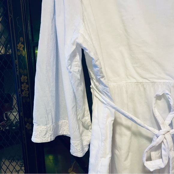 Venezia White Cotton Embroidered Detail Tunic Top Size 22/24 3/4 Sleeve W/Detail - Picture 9 of 9